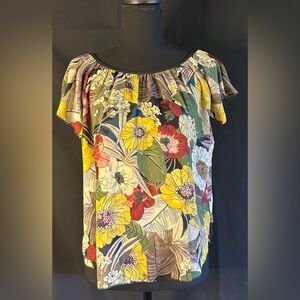 Philosophy Floral Short Sleeve Blouse Womens Size S Lightweight Top